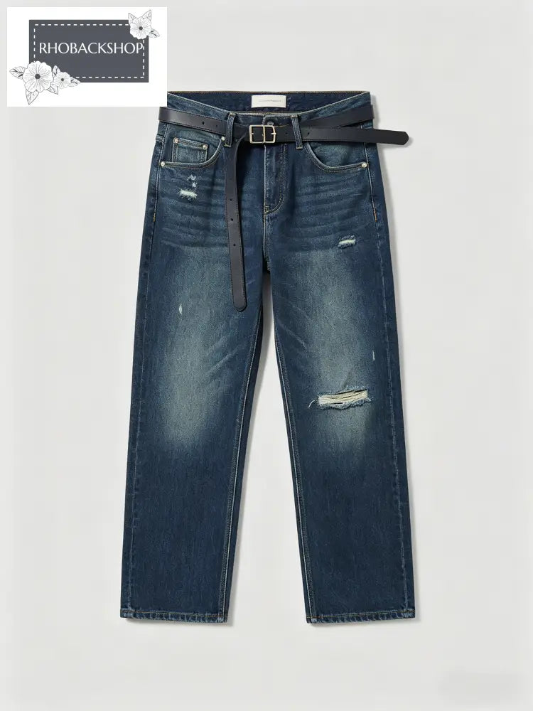 strap-detail jeans - S / Hole