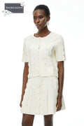 White Beaded Blouse & Skirt Set