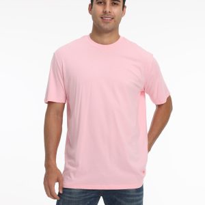 Men’s Classic Light Pink T-Shirt – Short Sleeve Crew Neck Casual Tee for Everyday Wear